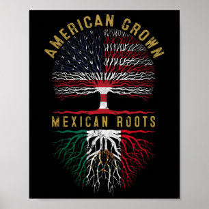 Distressed Tree Usa Flag American Grown Mexican Ro Poster