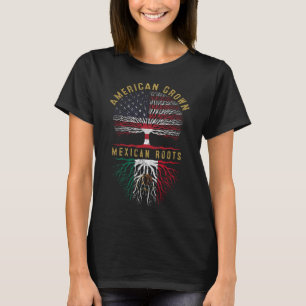 Distressed Tree Usa Flag American Grown Mexican Ro T-Shirt