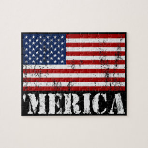 Distressed U.S. Flag 'MERICA Jigsaw Puzzle