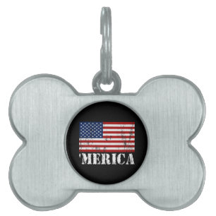 Distressed U.S. Flag 'MERICA Pet ID Tag
