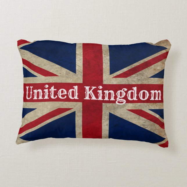 Distressed UK Flag Decorative Cushion (Back)
