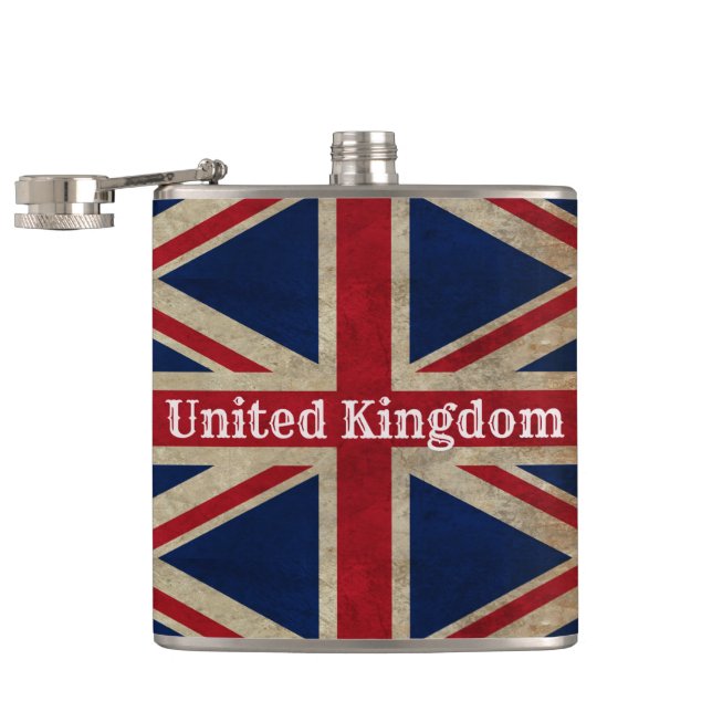 Distressed UK Flag Hip Flask (Opened)