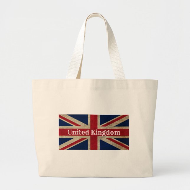 Distressed UK Flag Large Tote Bag (Front)