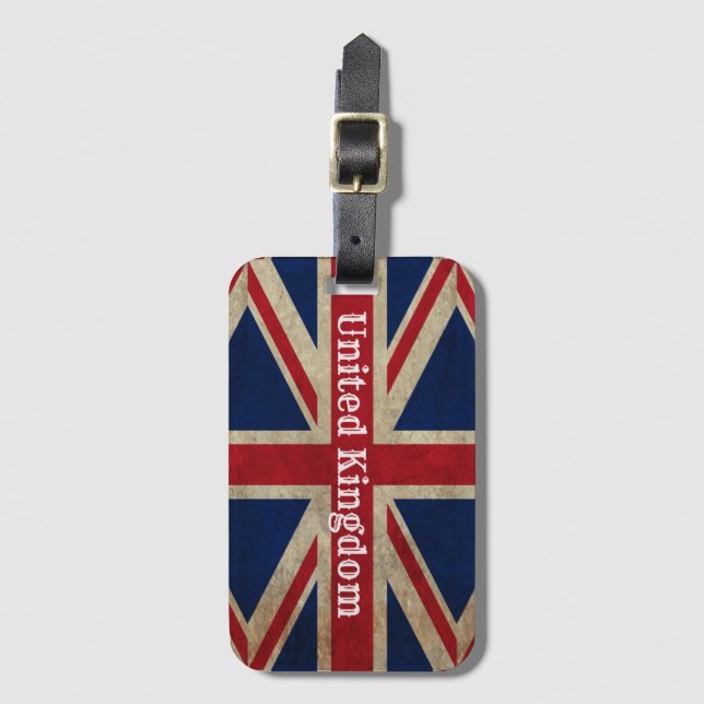 Distressed UK Flag Luggage Tag (Front Vertical)