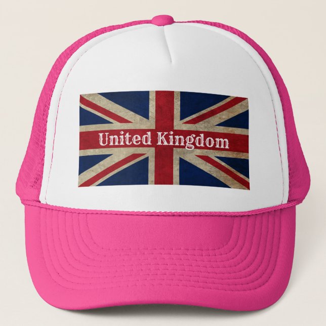 Distressed UK Flag Trucker Hat (Front)