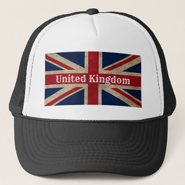 Distressed UK Flag Trucker Hat (Front)