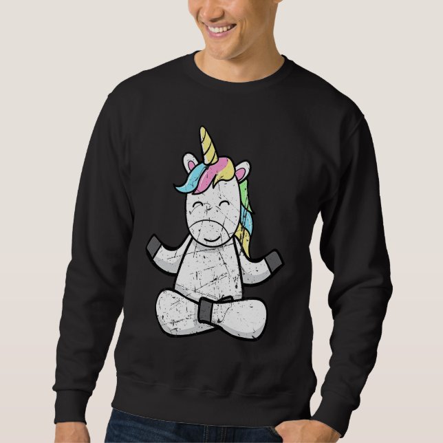 Distressed Unicorn Yoga Meditation Relaxing Unicor Sweatshirt (Front)