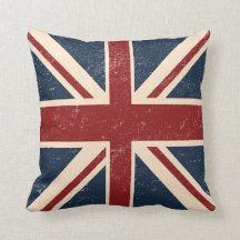 Distressed Union Jack British Flag Throw Pillow