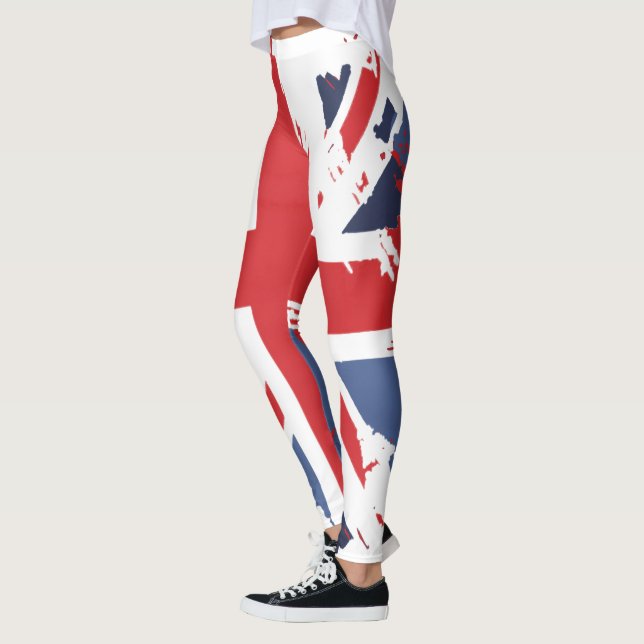 Distressed Union Jack Leggings - UK Flag Womens (Left)