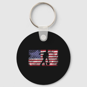 Distressed Us Flag Bowler Bowling Patriotic Men Wo Key Ring