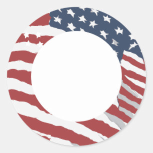 Distressed US Flag with Custom Text Classic Round Sticker