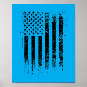 Distressed Usa Black Pocket American Flag On Back Poster
