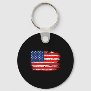 Distressed Usa Flag American 4th Of July Gift Men Key Ring