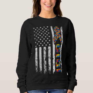 Distressed Usa Flag Autism Gigi Awareness Autistic Sweatshirt