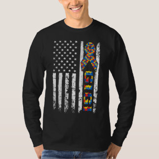 Distressed Usa Flag Autism Gigi Awareness Autistic T-Shirt