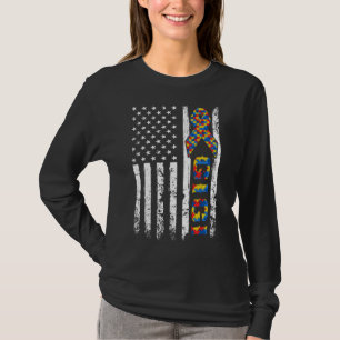 Distressed Usa Flag Autism Gigi Awareness Autistic T-Shirt