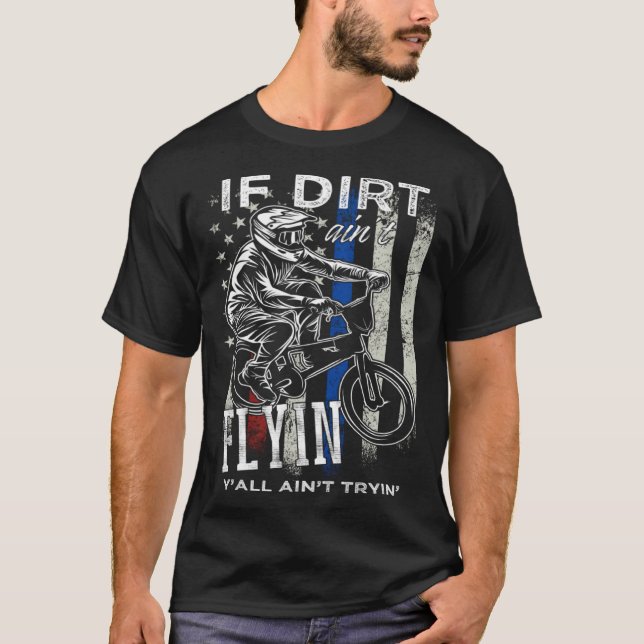 Distressed USA Flag Bike racing Dirt Track Racing T-Shirt (Front)