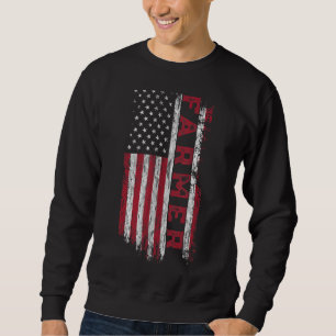 Distressed Usa Flag Farmers Patriotic Fourth Of Ju Sweatshirt