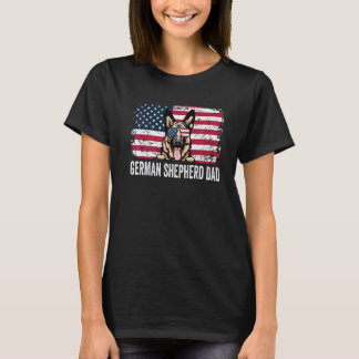 Distressed Usa Flag German Shepherd Dad Fathers Da T-Shirt