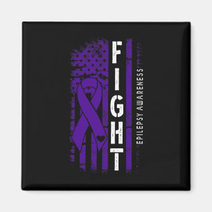 Distressed Usa Flag Purple Ribbon Fight Epilepsy A Magnet