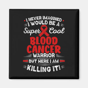 Distressed USA Flag Red Ribbon Fight Blood Cancer Magnet