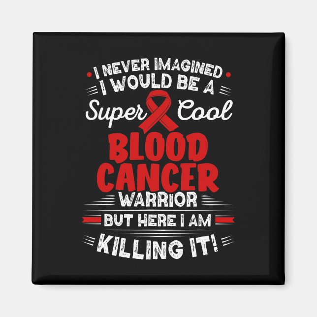 Distressed USA Flag Red Ribbon Fight Blood Cancer  Magnet (Front)