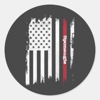 Distressed USA Flag Red Stripe Personalised Name Classic Round Sticker