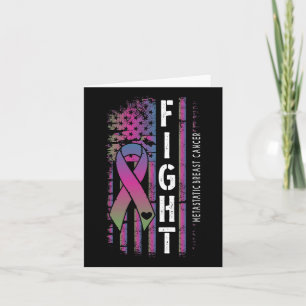 Distressed Usa Flag Ribbon Fight Metastatic Breast Card