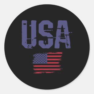 Distressed Usa Men Women Kids Patriotic 4th Of Jul Classic Round Sticker