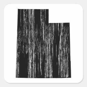 Distressed Utah State Outline Square Sticker
