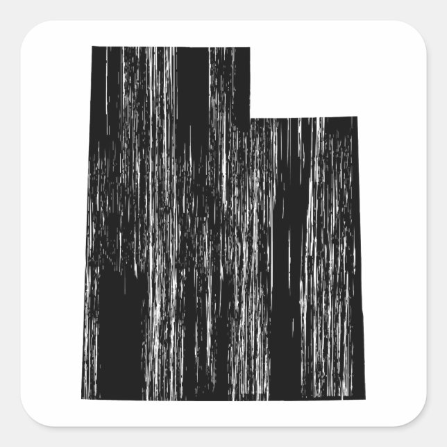 Distressed Utah State Outline Square Sticker (Front)