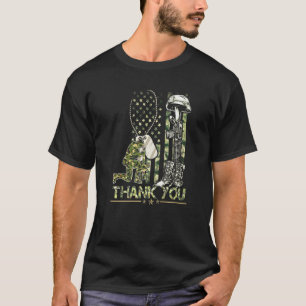 Distressed Veteran Day  Flag Military Boots Dog Ta T-Shirt