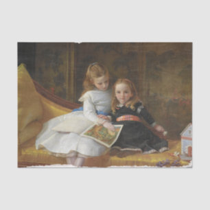 Distressed Victorian Two Young Girls Tissue Paper
