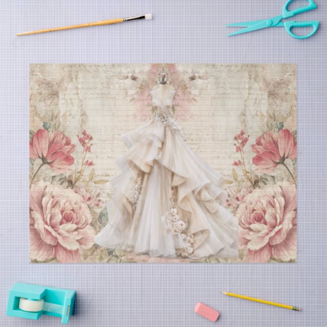 Distressed Victorian Vintage Dress Ephemera  Tissue Paper (Craft)