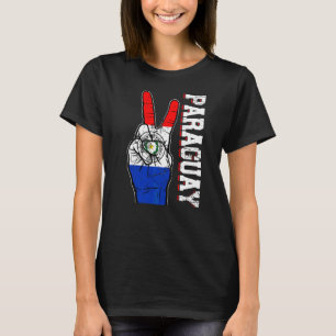 Distressed Victory Two Fingers Paraguay Flag Patri T-Shirt
