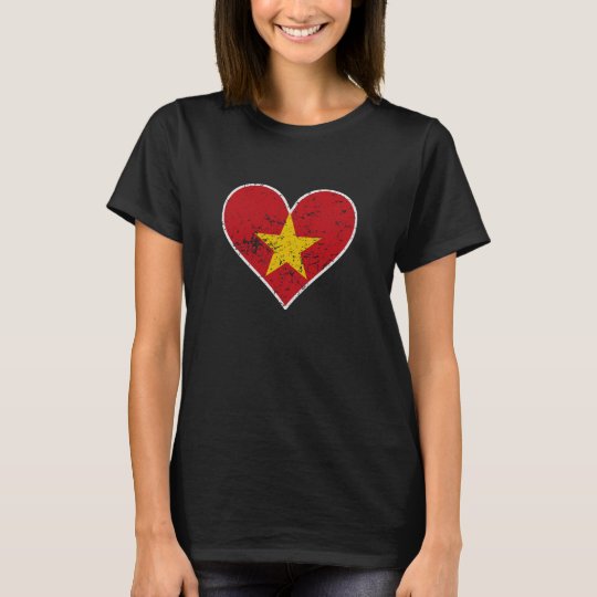 Distressed Vietnamese Flag Heart T-Shirt