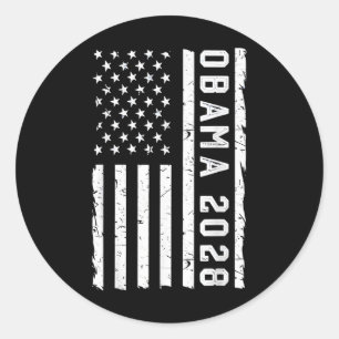 Distressed Vintage America Flag Obama For Presiden Classic Round Sticker