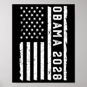 Distressed Vintage America Flag Obama For Presiden Poster