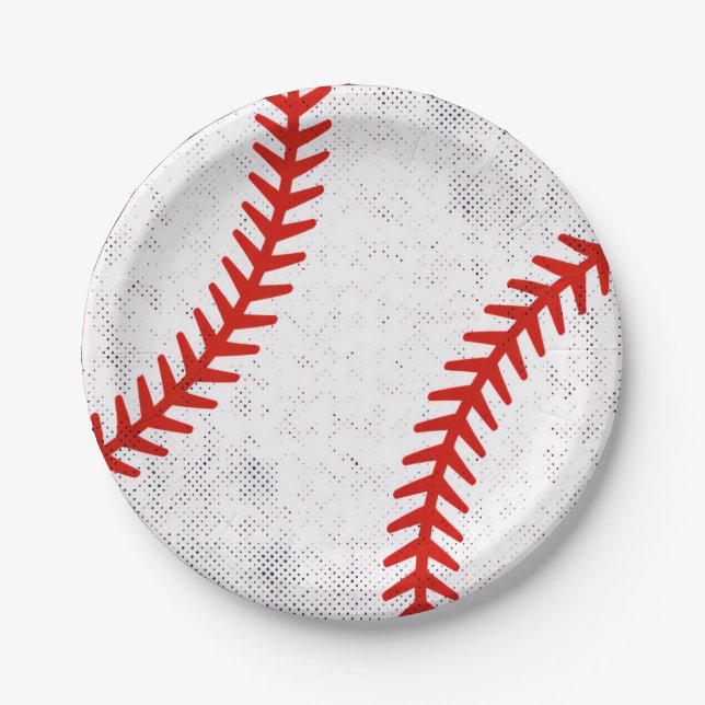 Distressed Vintage Baseball Retro Athletic Style Paper Plate (Front)