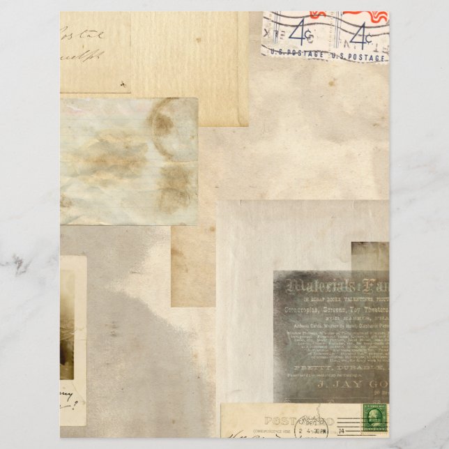 Distressed Vintage Faded Journal Scrapbook Paper (Front)