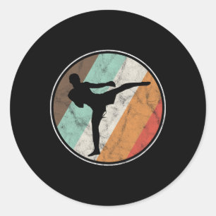 Distressed Vintage Kickboxing Muay Thai Classic Round Sticker