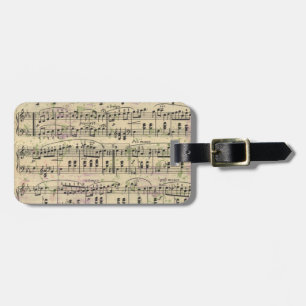 Distressed Vintage Music Luggage Tag
