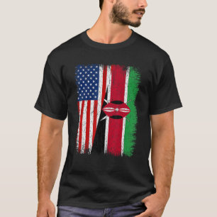 Distressed Vintage Patriotic American Flag & Kenya T-Shirt