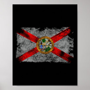 Distressed Vintage Retro Usa Patriotic Fl State Fl Poster