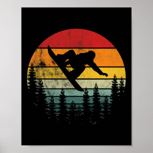 Distressed Vintage Sunset Snowboarding For Snowboa Poster
