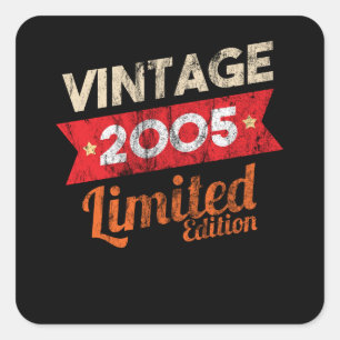 Distressed Vintage Typography 2005 13 Years Old Square Sticker