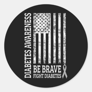 Distressed Vintage Usa Flag Diabetes Awareness  Classic Round Sticker