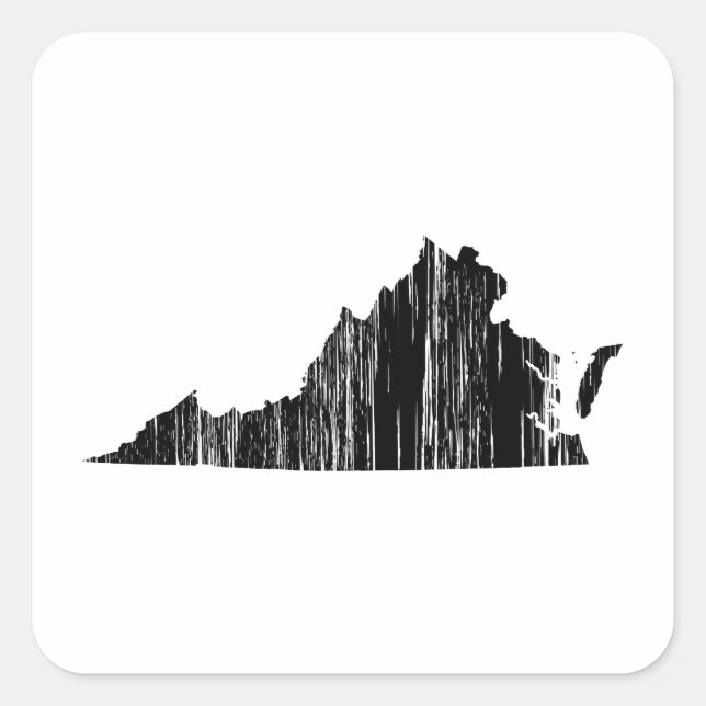 Distressed Virginia State Outline Square Sticker (Front)