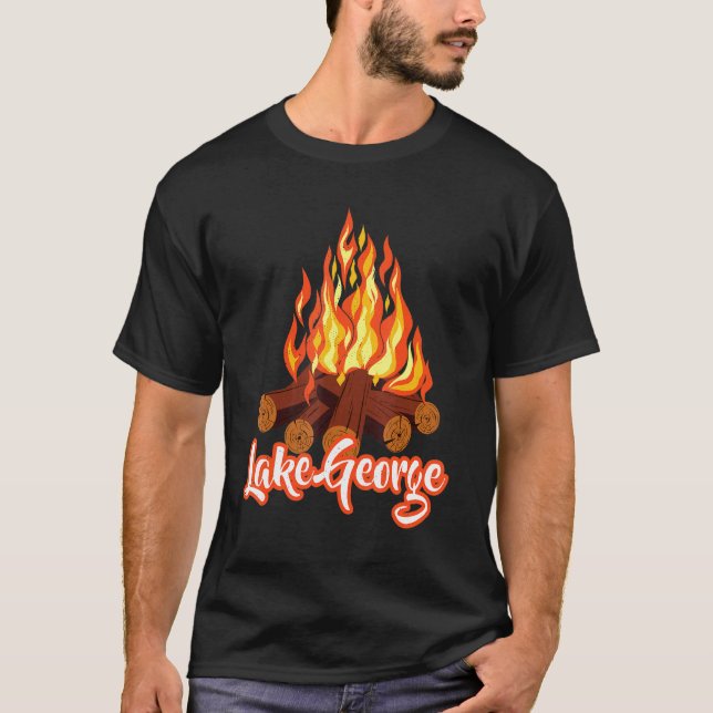Distressed Visit Lake George Vacation Camping Bon  T-Shirt (Front)