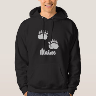 Distressed Visit Maine Vacation Camping Bear Paw C Hoodie